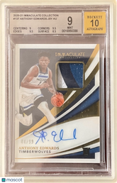 2020 Immaculate Collection Anthony Edwards 3 Clr Patch #137 Rookie BGS 9 Auto 10